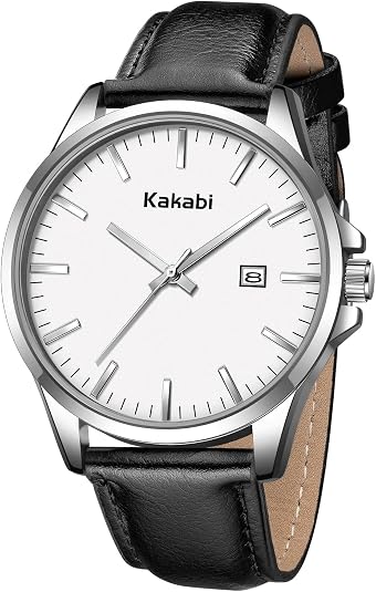 Watches for Men, Minimalist Leather Watch Classic Analog Quartz Date