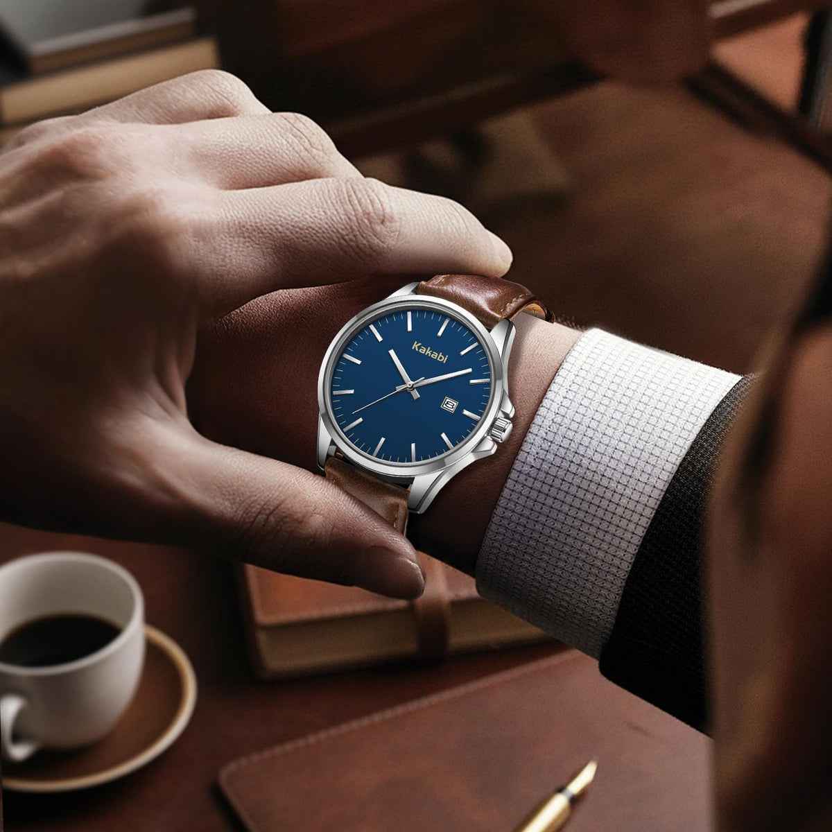 Watches for Men, Minimalist Leather Watch Classic Analog Quartz Date