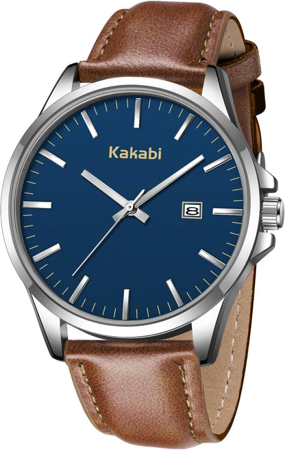 Watches for Men, Minimalist Leather Watch Classic Analog Quartz Date